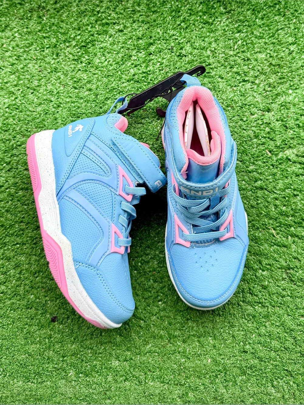 AND1 Light Blue Pink High Top Athletic Sneakers Kids' US 11